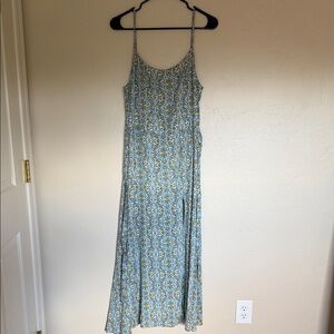 Olivaceous Blue and Gold Maxi Dress